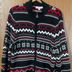 Breckenridge Men's Black and Red Zip-Up Sweater
